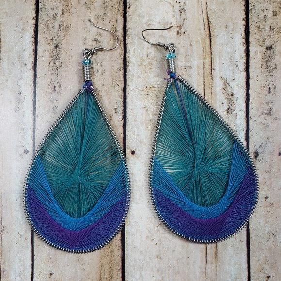 String Wrapped Statement Earrings - Picture 6 of 7